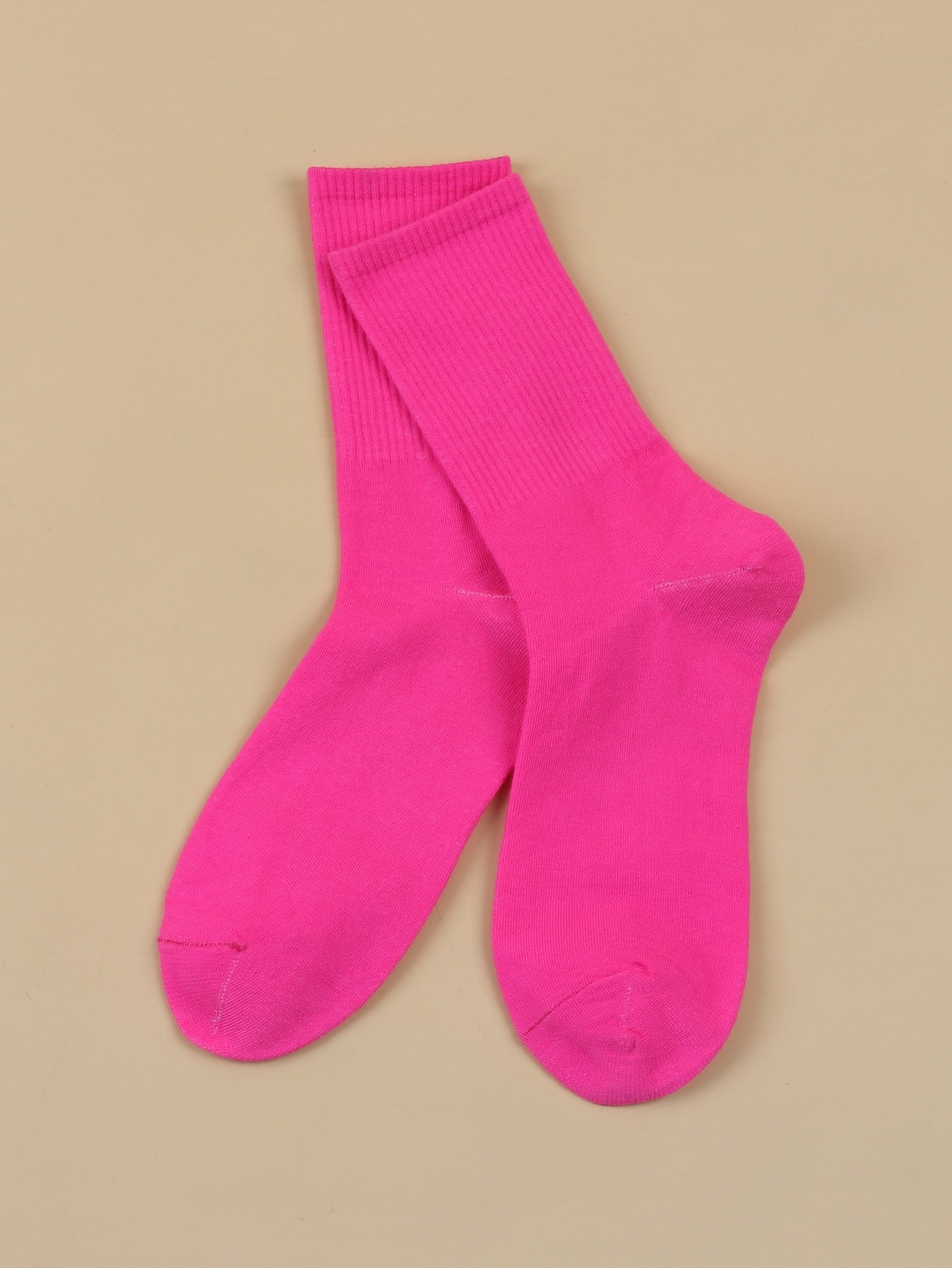 Plain Crew Socks Hot Pink