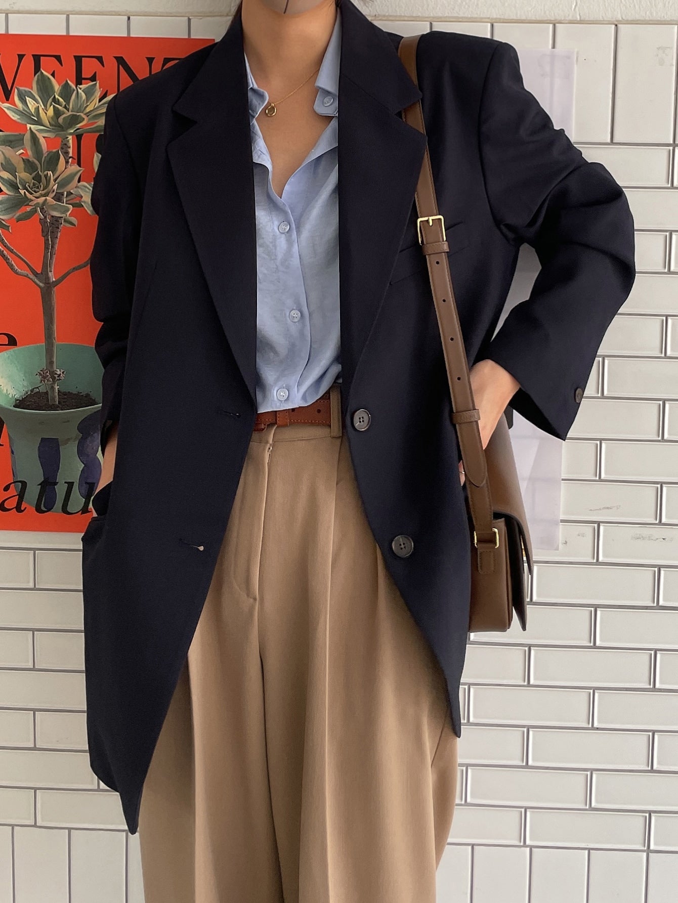 DAZY Button Up Drop Shoulder Shirt Dusty Blue