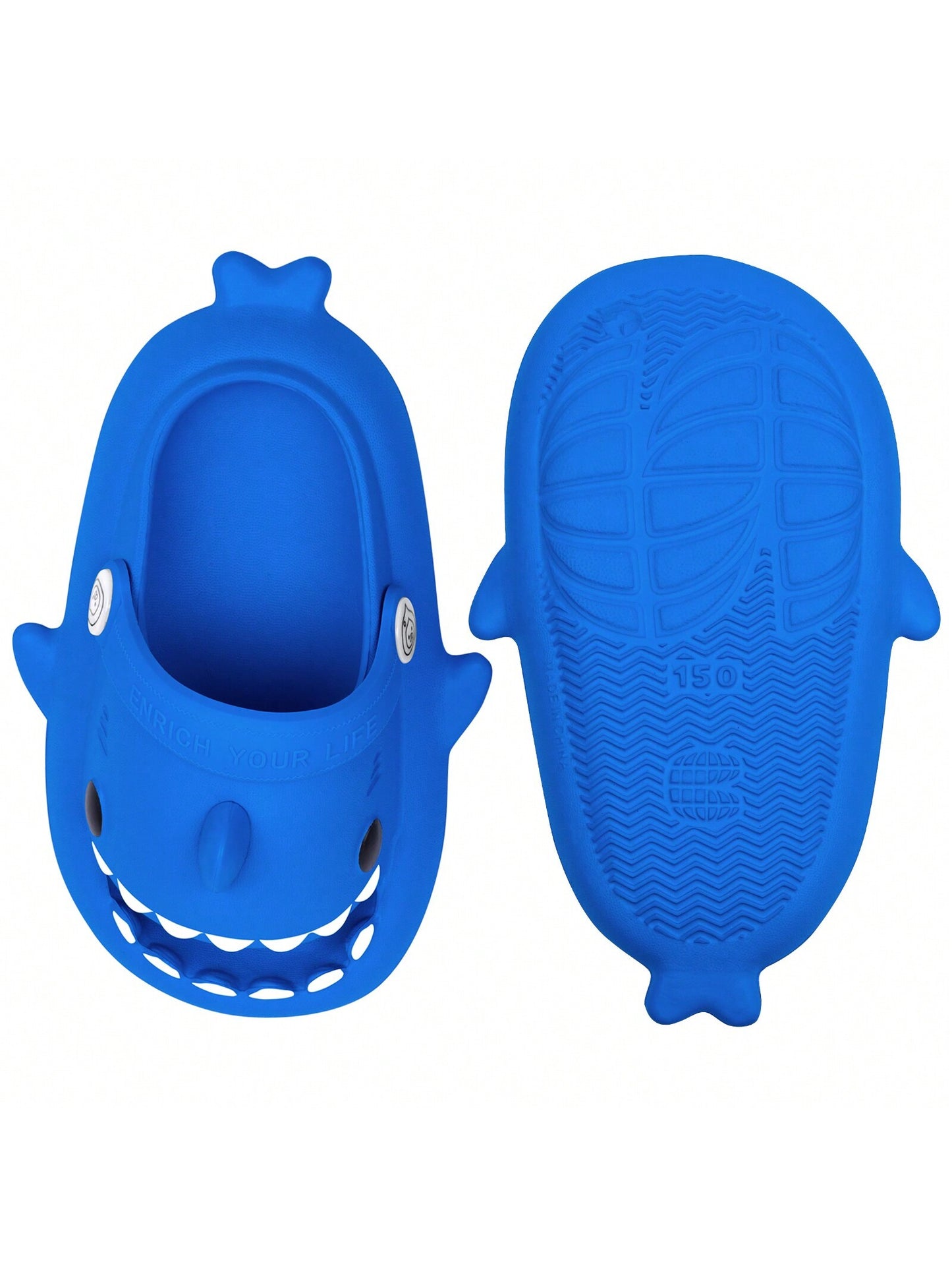 Kids Shark Cloud Slides | Toddler Boys Girls Shower Slippers | Baby Cute Cartoon Fish Clogs | Beach Pool Home Sandals | Quick Dry Non-Slip Blue