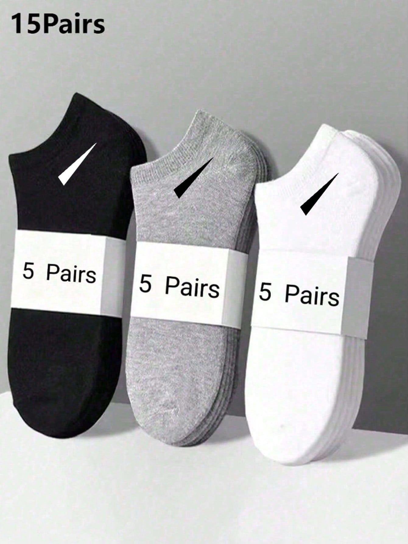 15pairs Minimalist Style Unisex Ankle Socks, For Gym Multicolor
