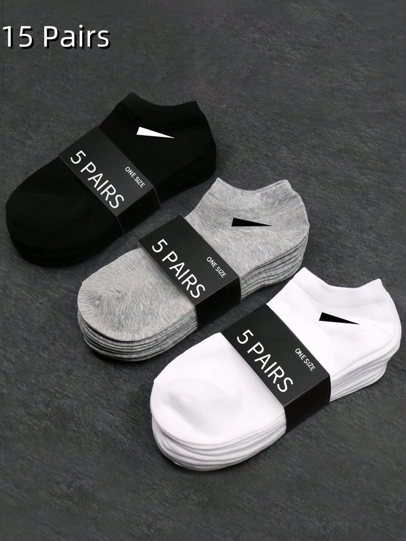 15pairs Minimalist Style Unisex Ankle Socks, For Gym Multicolor