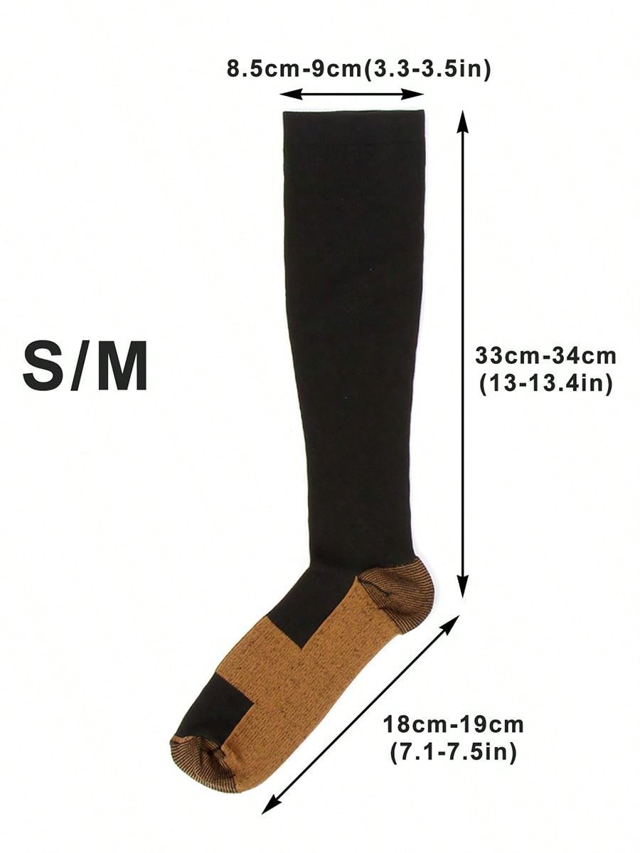 5 Pairs Copper Compression Socks Mens Womens S/M L/XL XXL 20-30mmHg Support Knee High Socks Stockings Unisex Energy Ankle Support Running Athletic Sports Fitness Socks Black