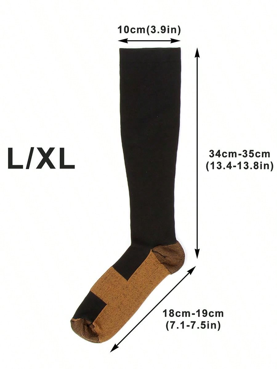 5 Pairs Copper Compression Socks Mens Womens S/M L/XL XXL 20-30mmHg Support Knee High Socks Stockings Unisex Energy Ankle Support Running Athletic Sports Fitness Socks Black
