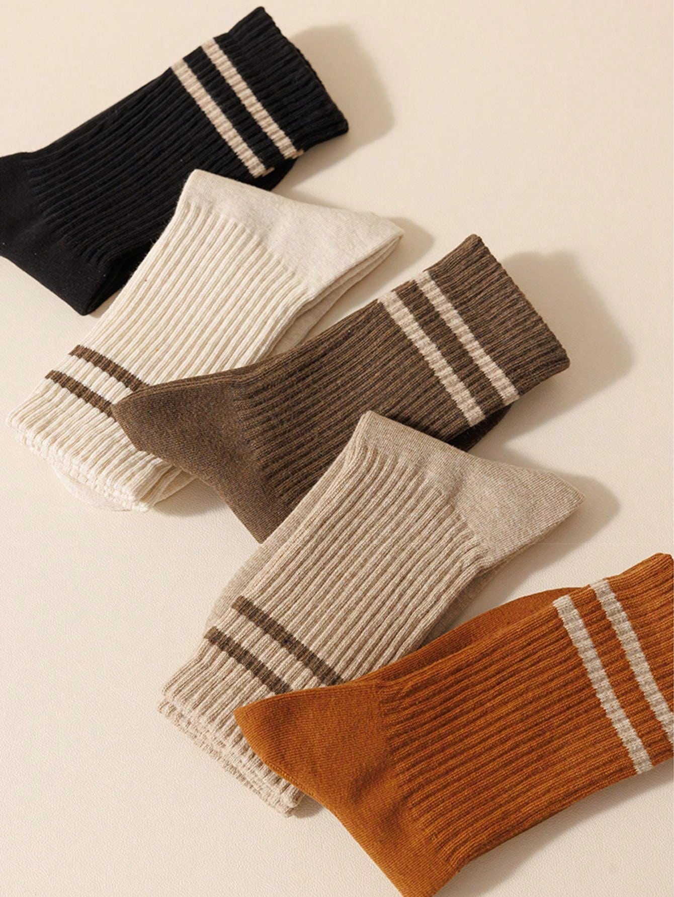8 Pairs Men's Mid-Calf Socks, Solid Color Athletic & Socks For Spring & Autumn, Breathable & Sweat-Absorbent Lightweight Dailywear Japanese-Style Casual Long Socks Multicolor