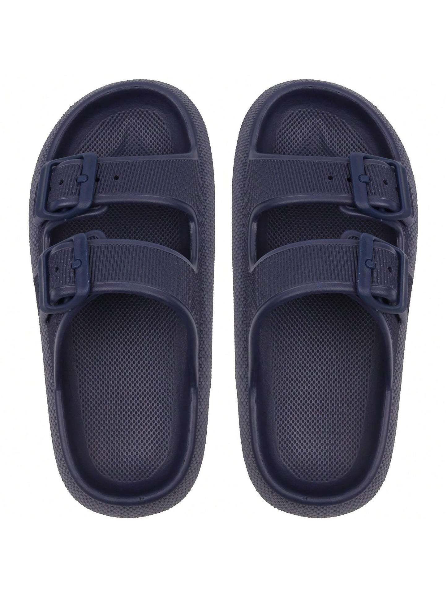 Kids Cloud Buckle Slides Boys Girls Slip On Sandals Youth Adjustable Flip Flops EVA Summer Slippers Beach Pool Shower Shoes deep blue