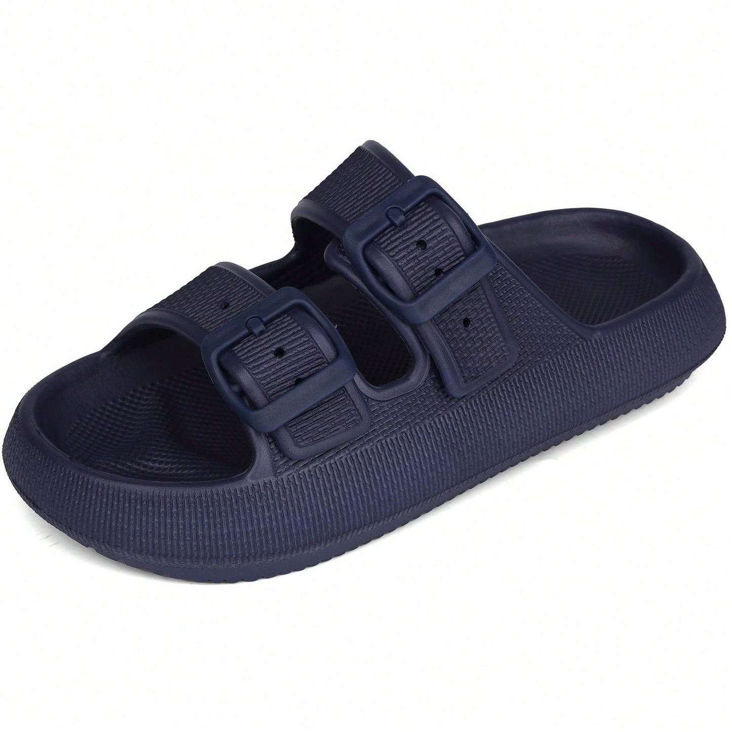 Kids Cloud Buckle Slides Boys Girls Slip On Sandals Youth Adjustable Flip Flops EVA Summer Slippers Beach Pool Shower Shoes deep blue