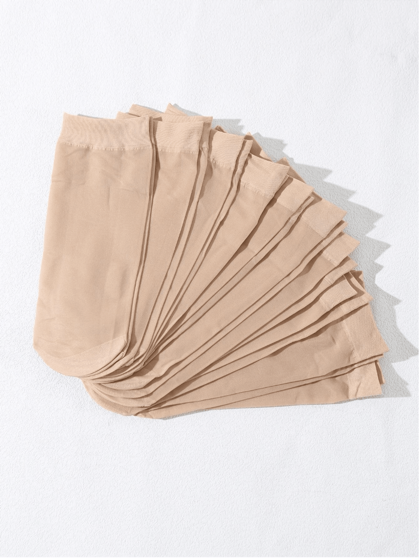 10 Pairs Solid Color Crew Socks, Casual Wear For Daily Life And Home Apricot