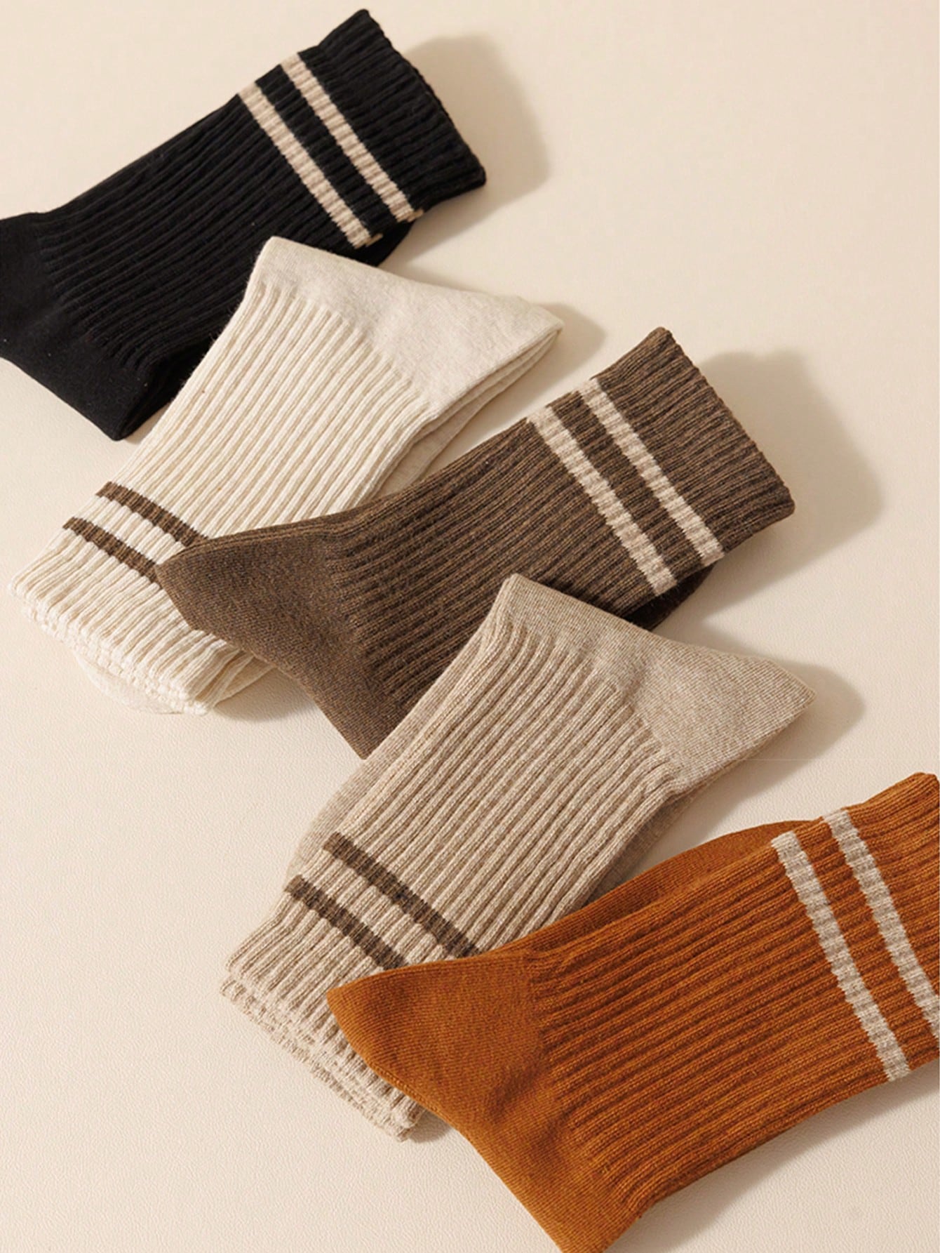 8 Pairs Men's Mid-Calf Socks, Solid Color Athletic & Socks For Spring & Autumn, Breathable & Sweat-Absorbent Lightweight Dailywear Japanese-Style Casual Long Socks Multicolor