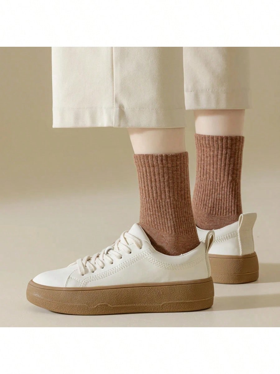 5 Pairs/Lot Women Five Fingers Socks 100% Cotton Solid Colour Ladies Split Toe Sports Socks Spring Autumn Harajuku Toe Socks Apricot