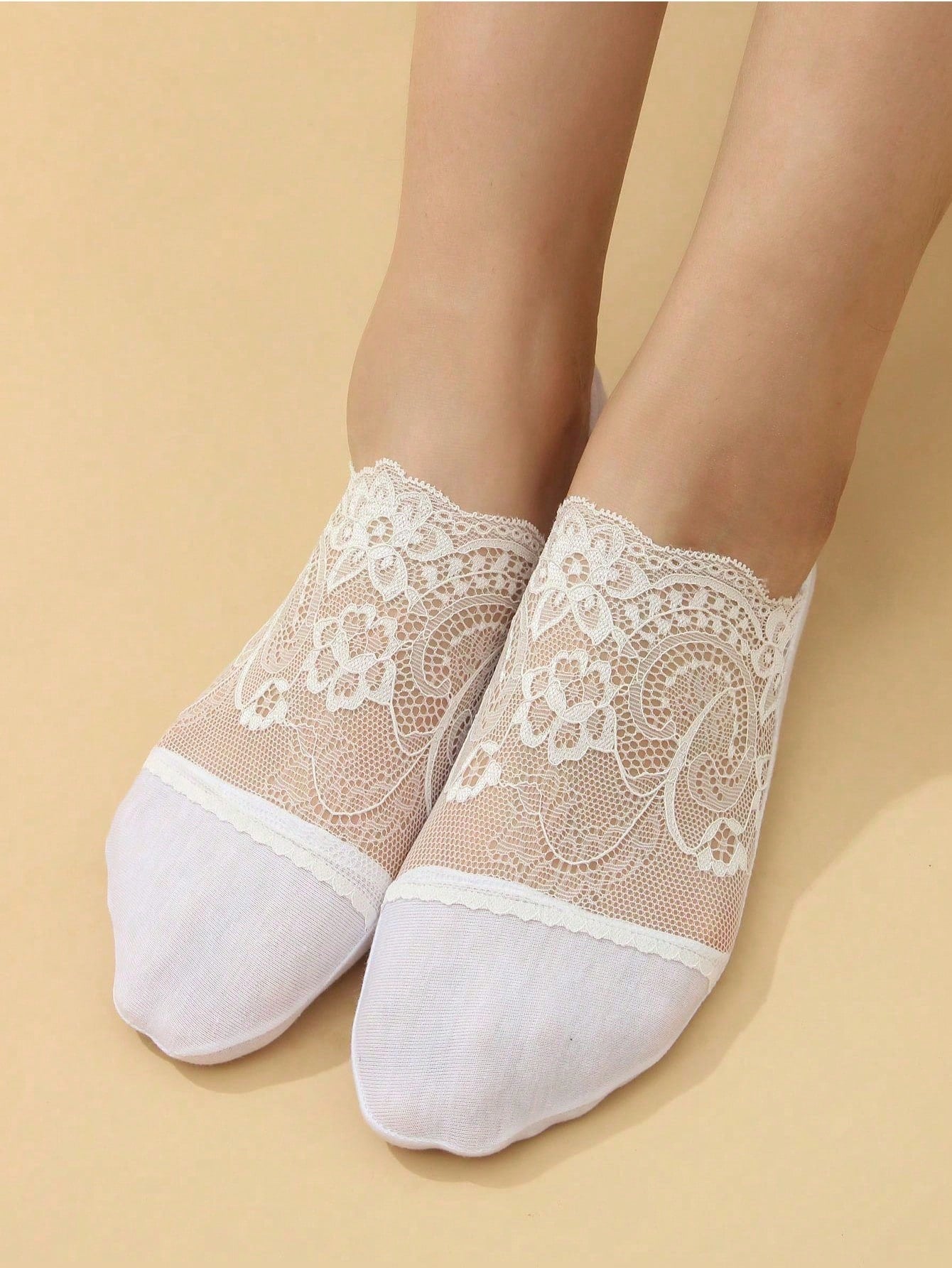 1 Pair Women Deep Mouth Invisible Socks, Thin & Non-Slip Loafer Socks White