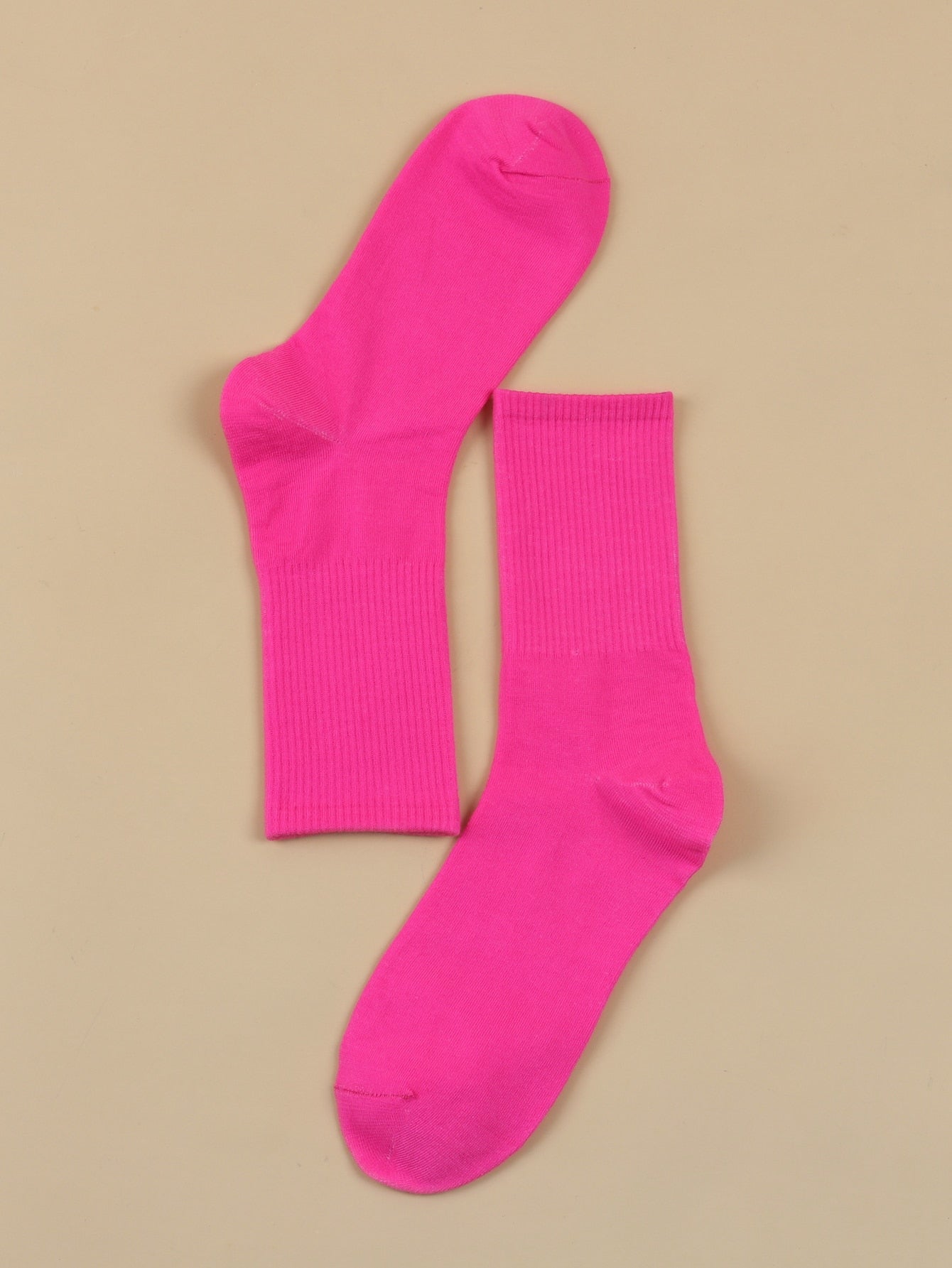 Plain Crew Socks Hot Pink