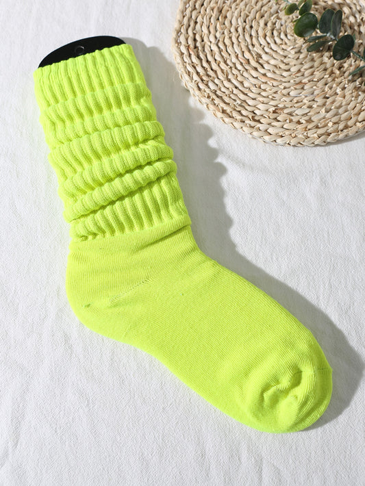 1pair Women's Spring & Summer Korean Style Casual Preppy Style Lolita Simple Sports Over-Knee Socks (No Sock Board Included) Green