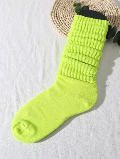 1pair Women's Spring & Summer Korean Style Casual Preppy Style Lolita Simple Sports Over-Knee Socks (No Sock Board Included) Green