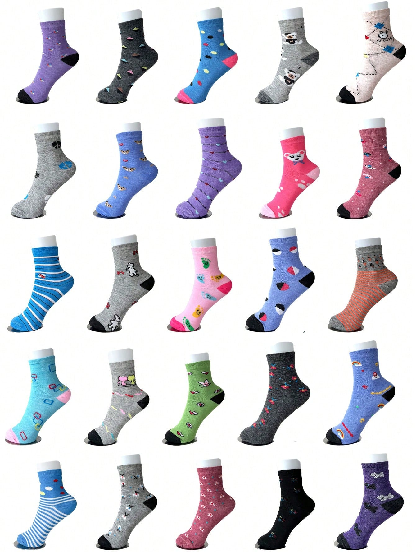 10pairs Random Delivery Mid-calf Socks, Spring/summer Cartoon Comic Pattern Sports Casual Socks For Students Multicolor