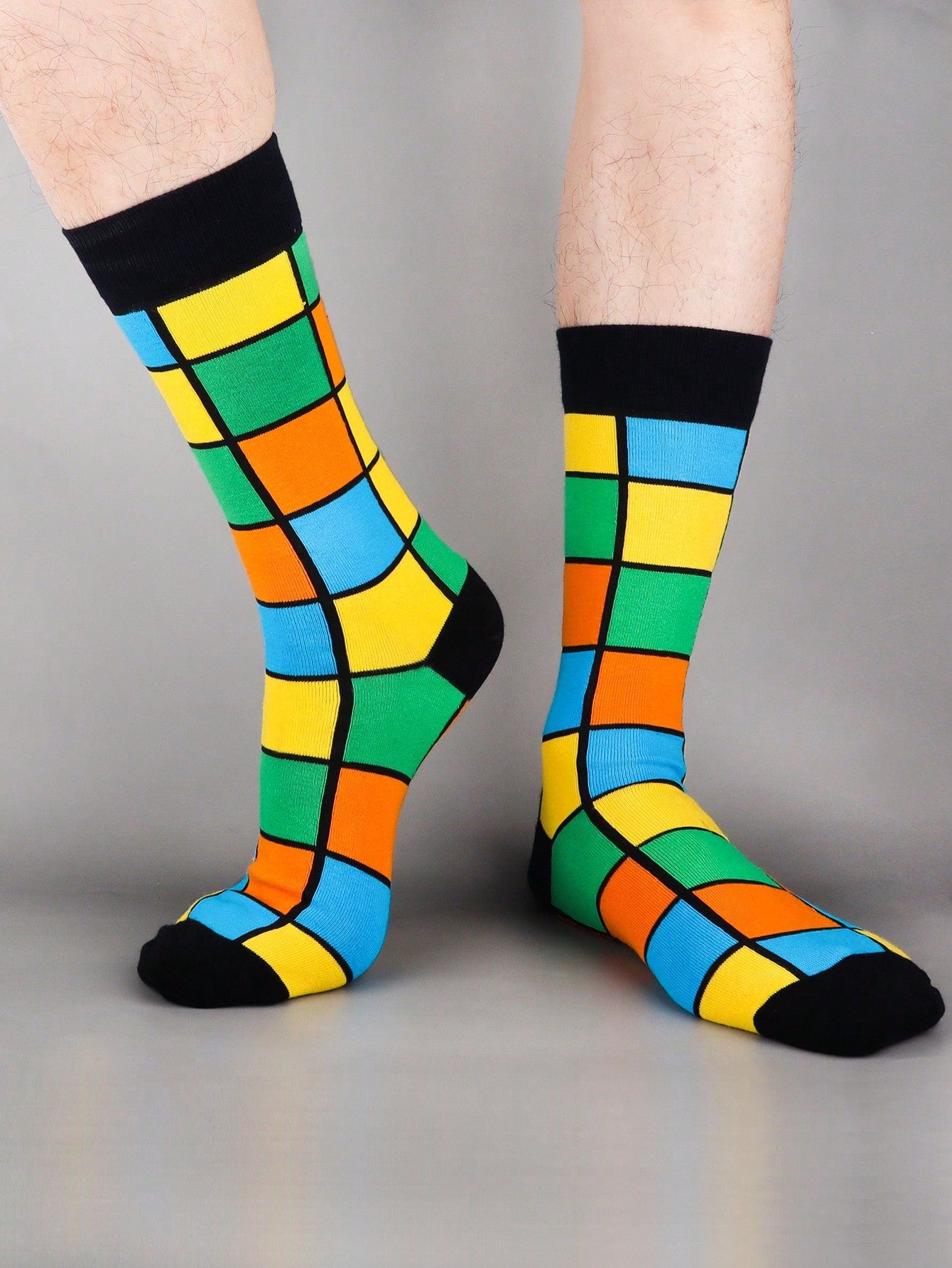 6 Pairs Random Men's Multicolored Mid-Calf Socks, Funny Fun Crazy Novelty Cool Socks For Daily Life, Gift For Men Multicolor