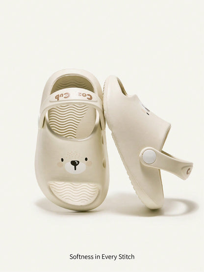 Cozy Pixies Cute Bear Pattern Breathable Soft Comfortable Anti-Slip Durable All-Match Baby Sandals With Holes Beige