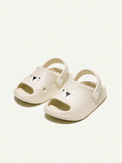 Cozy Pixies Cute Bear Pattern Breathable Soft Comfortable Anti-Slip Durable All-Match Baby Sandals With Holes Beige