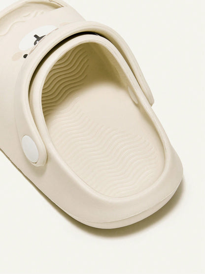Cozy Pixies Cute Bear Pattern Breathable Soft Comfortable Anti-Slip Durable All-Match Baby Sandals With Holes Beige