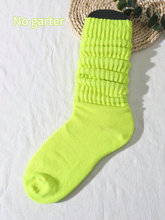 1pair Women's Spring & Summer Korean Style Casual Preppy Style Lolita Simple Sports Over-Knee Socks (No Sock Board Included) Green