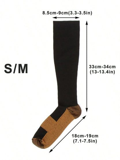 5 Pairs Copper Compression Socks Mens Womens S/M L/XL XXL 20-30mmHg Support Knee High Socks Stockings Unisex Energy Ankle Support Running Athletic Sports Fitness Socks Black