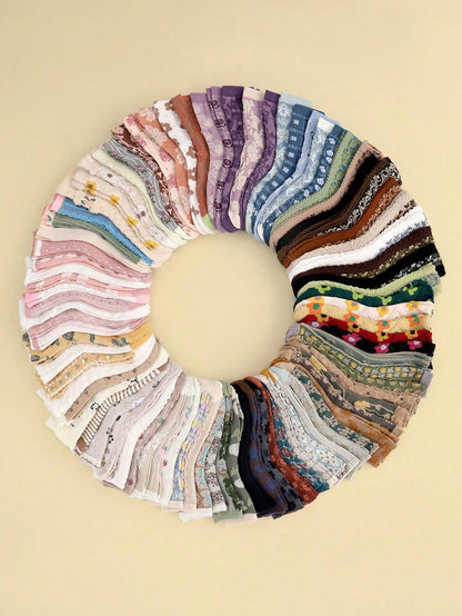 20pairs Women Retro 3D Floral Print Casual Comfortable Mid-Calf Socks Multicolor