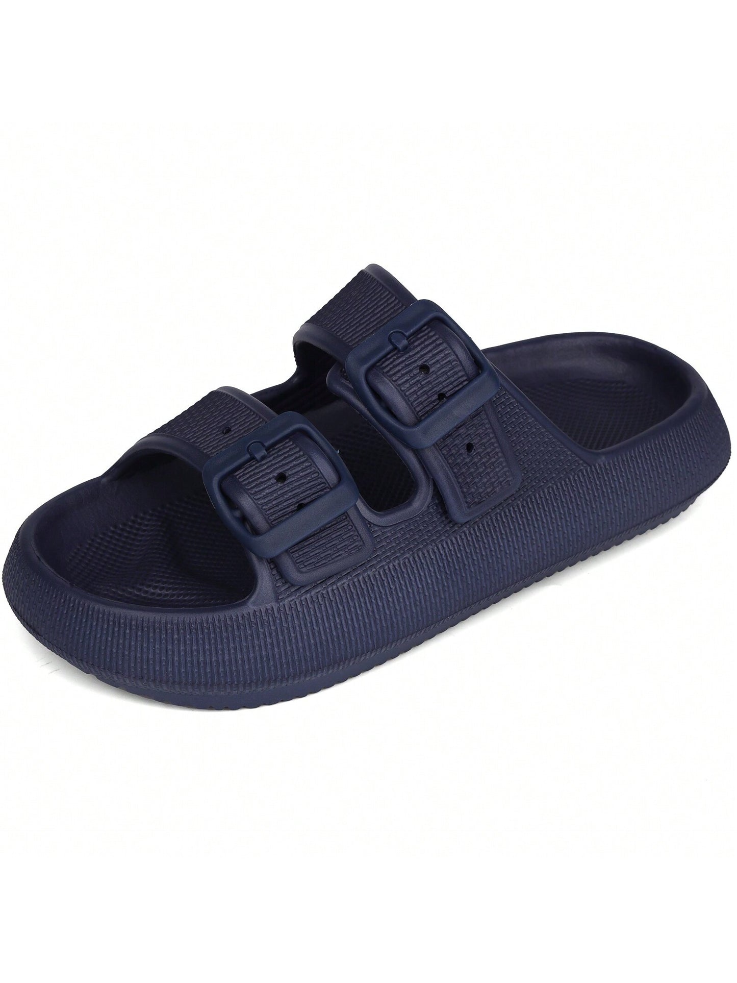 Kids Cloud Buckle Slides Boys Girls Slip On Sandals Youth Adjustable Flip Flops EVA Summer Slippers Beach Pool Shower Shoes deep blue