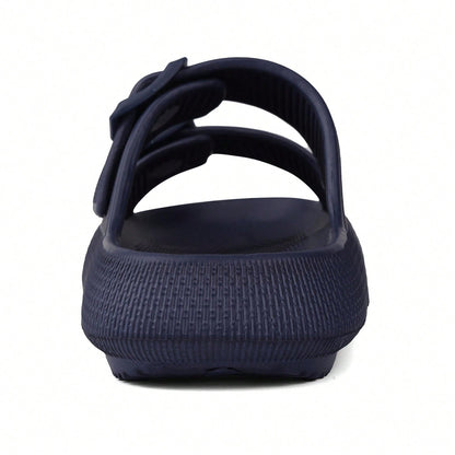Kids Cloud Buckle Slides Boys Girls Slip On Sandals Youth Adjustable Flip Flops EVA Summer Slippers Beach Pool Shower Shoes deep blue