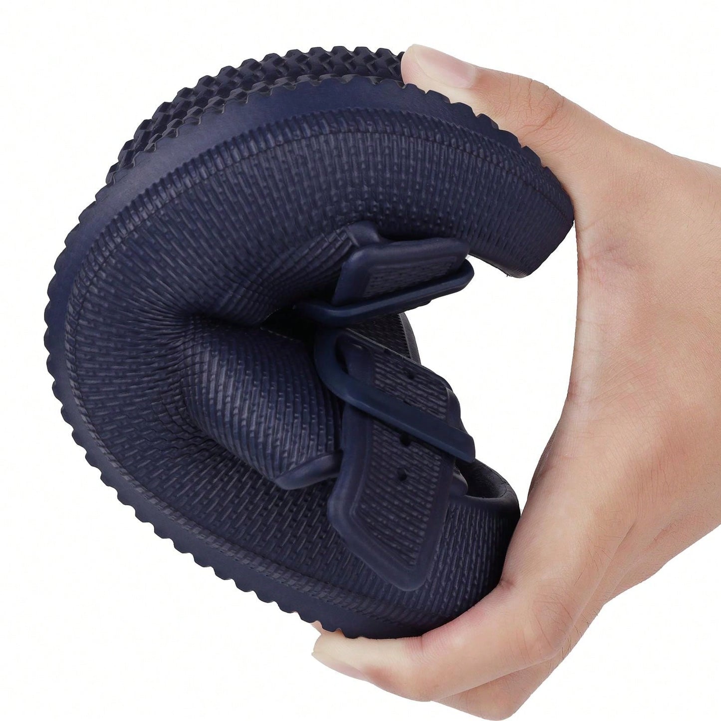 Kids Cloud Buckle Slides Boys Girls Slip On Sandals Youth Adjustable Flip Flops EVA Summer Slippers Beach Pool Shower Shoes deep blue