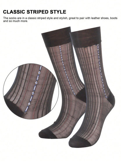 5 Pack Mens Ultrathin Breathable Silk Sheer Dress Socks Soft Mid Calf Work Trouser Socks 5 Colors