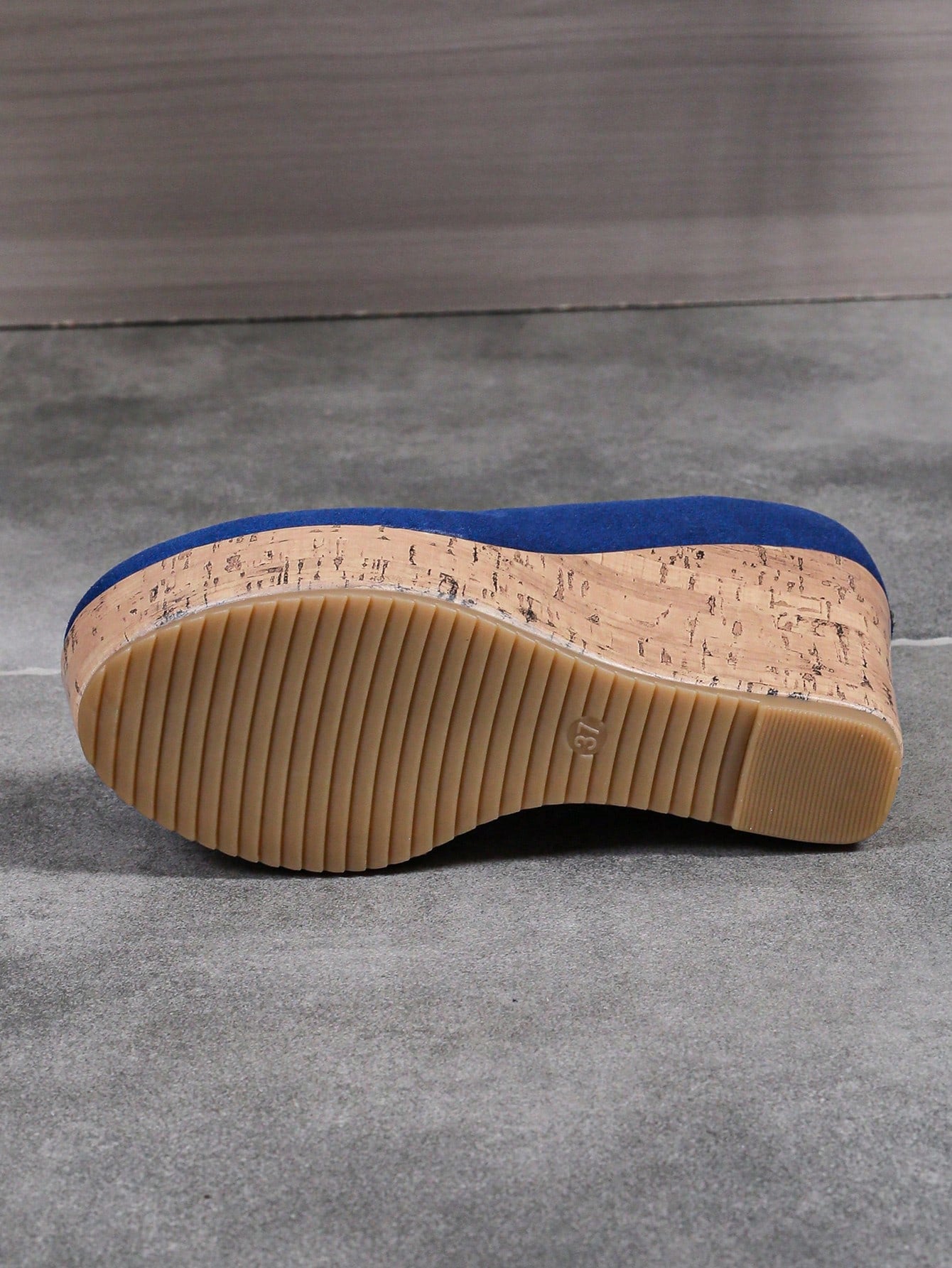 10cm Platform Women Casual Sneakers Comfortable Chunky Block Heel Color Block Slip-On Moccasins Royal Blue