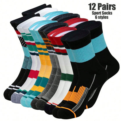 12 Pack X Mens Dress Socks Colorful Socks For Men Solid Lightweight Breathable 12 Pairs Sport Socks 6 Styles