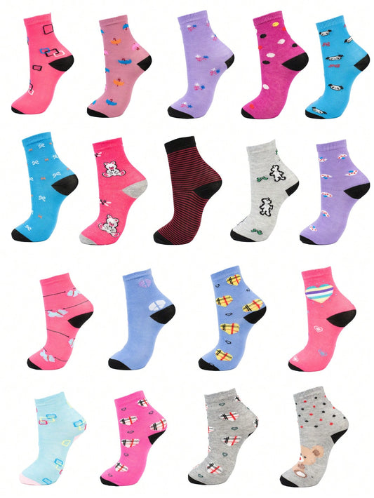 10pairs Random Delivery Mid-calf Socks, Spring/summer Cartoon Comic Pattern Sports Casual Socks For Students Multicolor