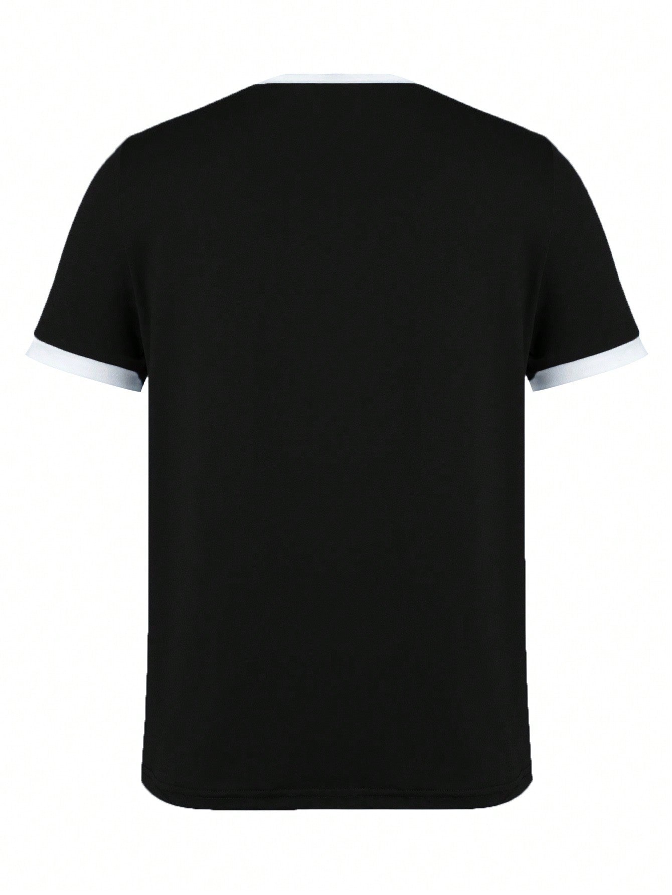 SHEIN LUNE Women's Summer Color-Blocked Round Neck Short Sleeve Casual T-Shirt Graphic Tees Women Tops Black