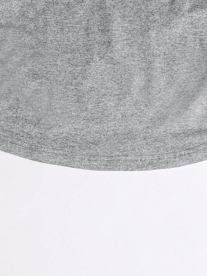INAWLY Women Heart Print Round Neck Short Sleeve Casual T-Shirt With Side Ruffle Grey