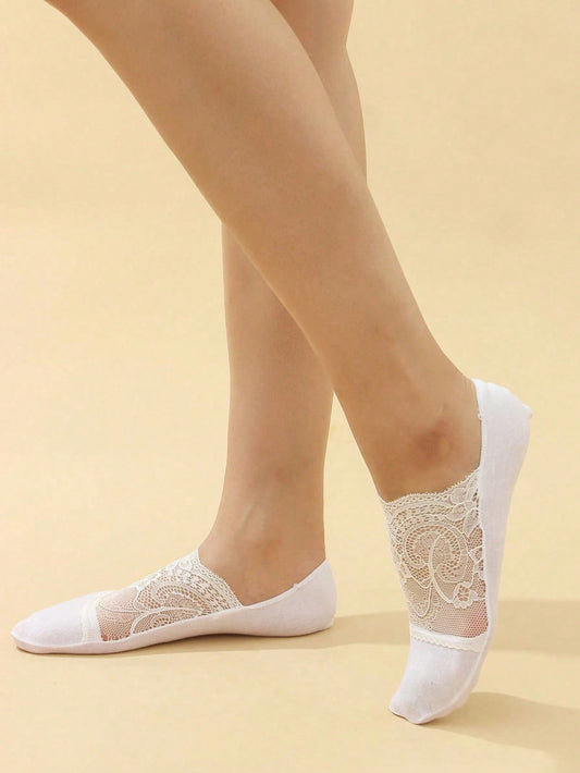 1 Pair Women Deep Mouth Invisible Socks, Thin & Non-Slip Loafer Socks White